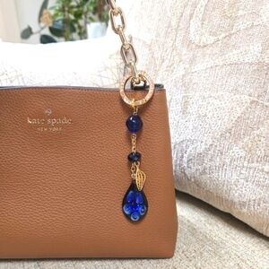 Handmade Purse Charm with Cobalt Blue and Gold Accents